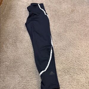 adidas Black Leggings with White Side Stripe Trim